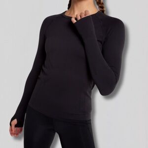 🏃♀️ CALIA Black Seamless Long Sleeve Activewear Top w/ Thumbholes - Size M